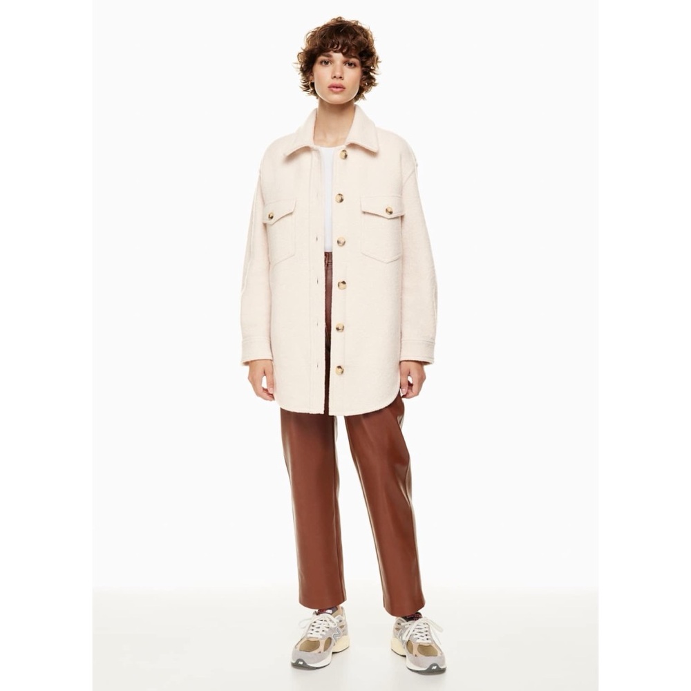 Aritzia Wilfred Free The Ganna Shirt Jacket Heather Bone Shacket Merino Wool